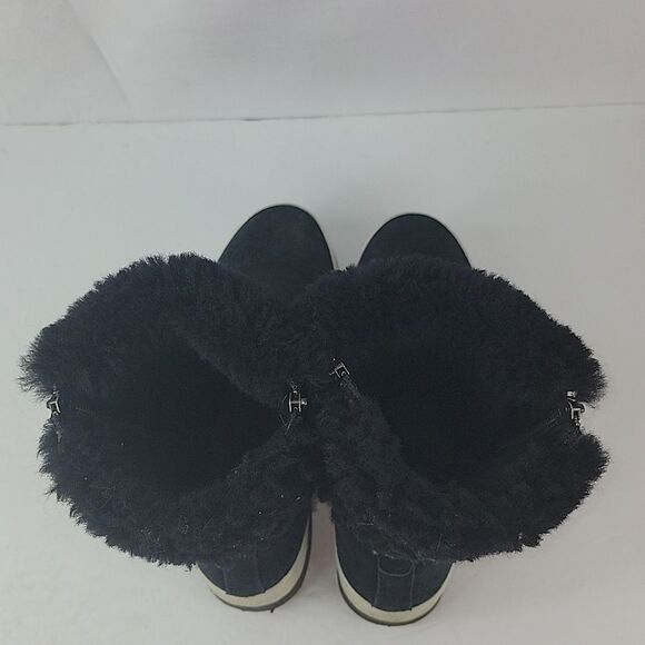 Cougar Shearling Vera Waterproof Platform Chelsea Black Suede Women's Boots - Picture 10 of 15